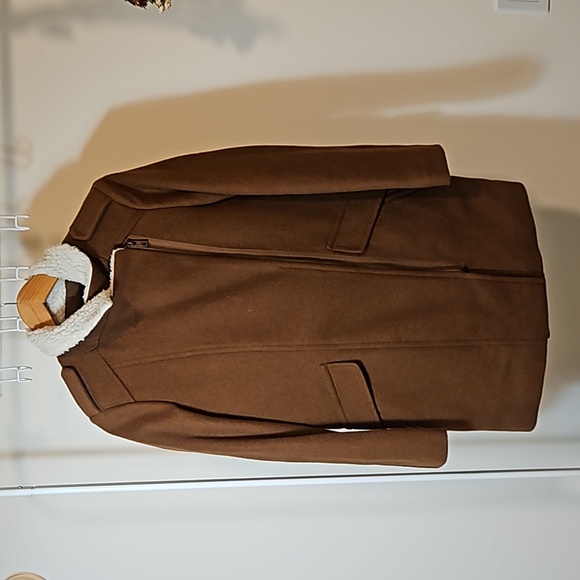 80% Wool Coat with Faux Shearling Collar - Picture 3 of 5